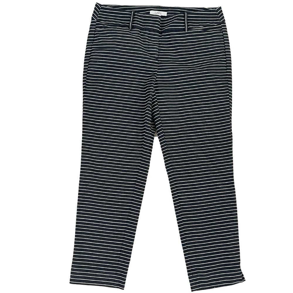 Ann Taylor Loft Marisa Rivera Pant Denim White Stripe Size 8